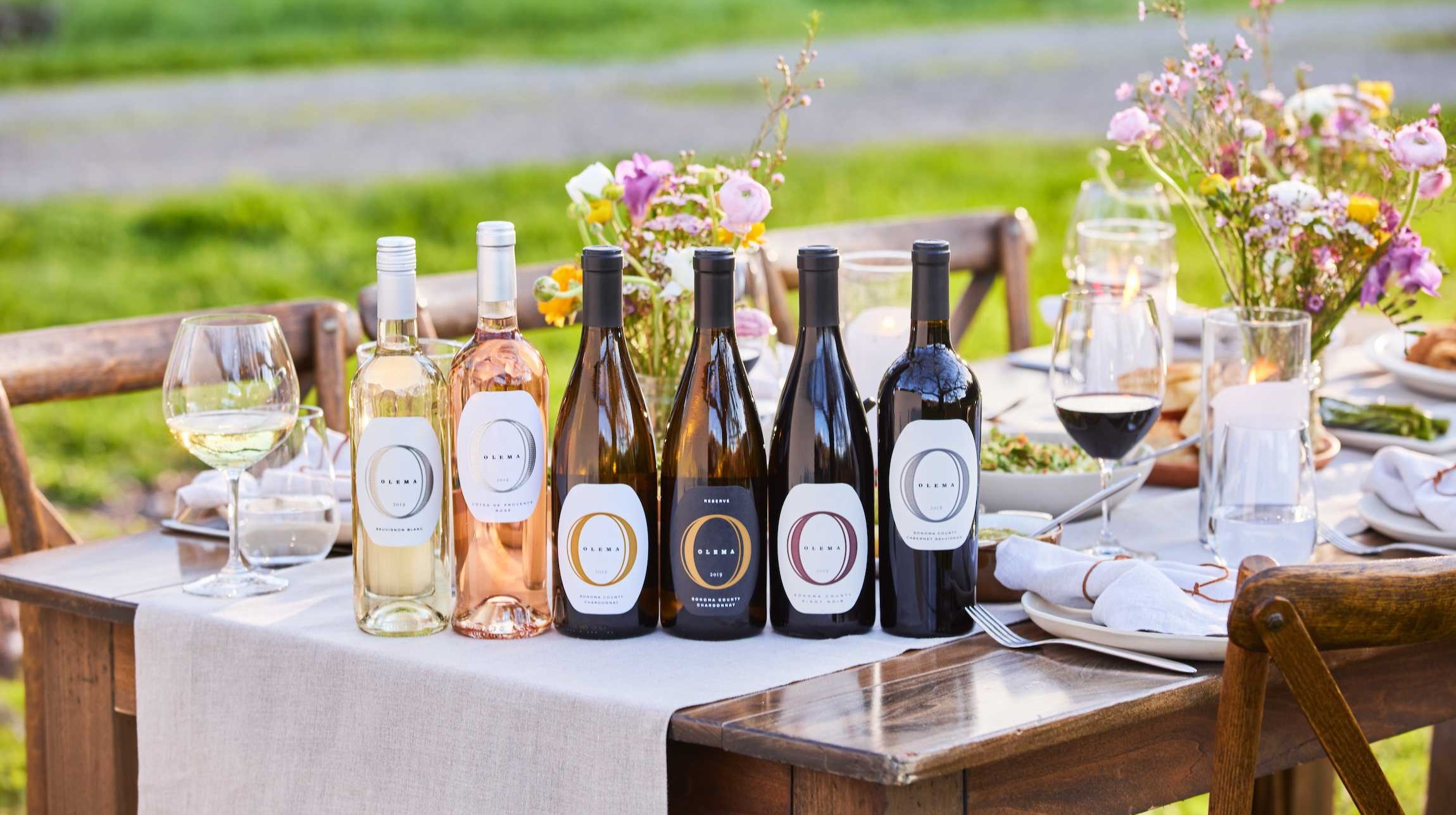 Bottles of wine arranged on a table